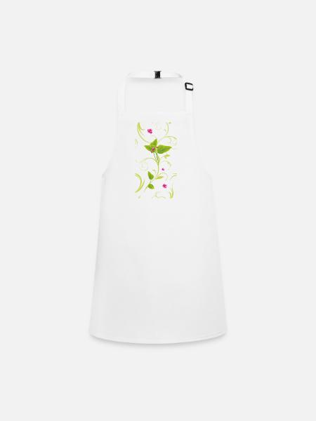 Zweig mit rosa Blüten - Schürze für Kinder - Weiß - Vorne