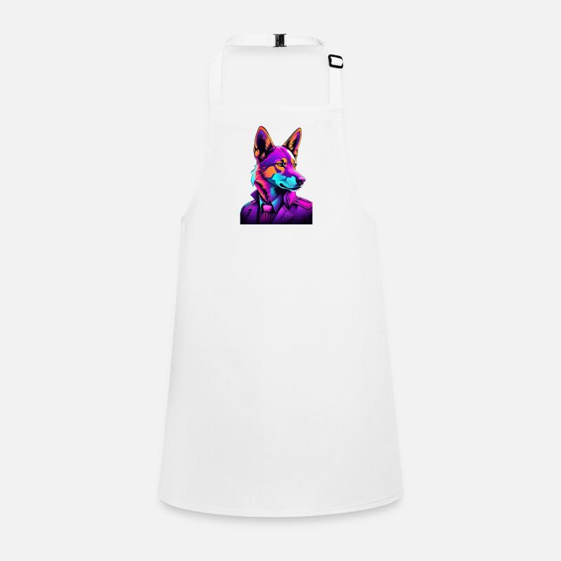 Neon wolf in cyberpunk style Children's Apron