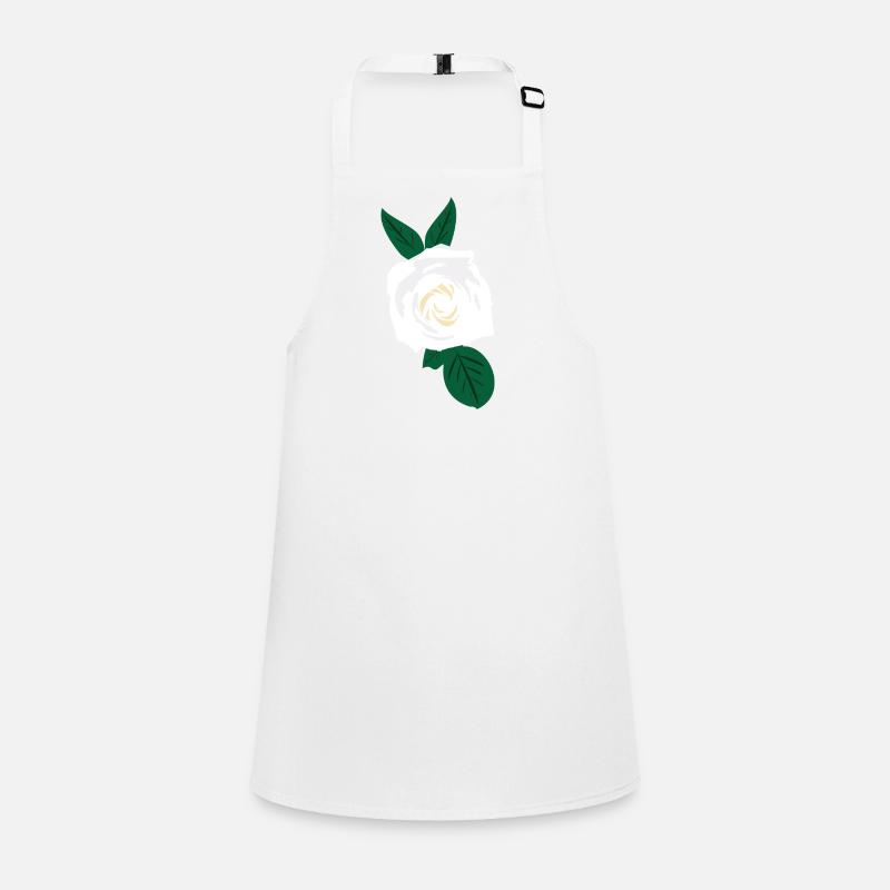 Weiße Rose mit grünen Blättern Schürze für Kinder