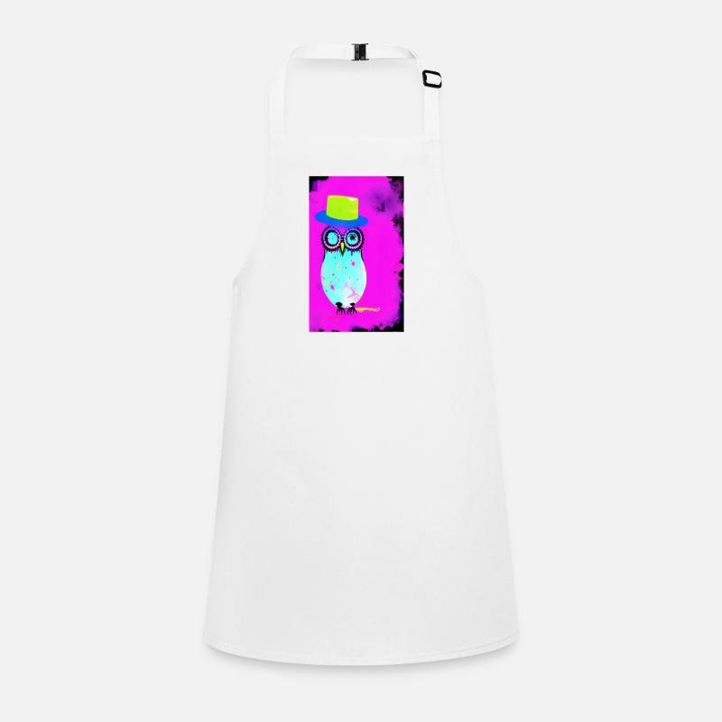 Owl with hat - Children's Apron - white