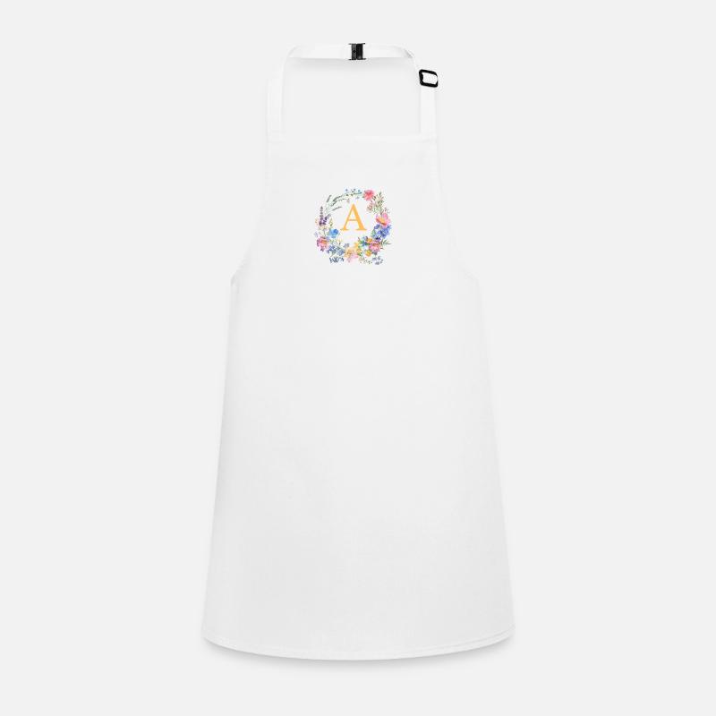 A Monogramm Floral, Blumenkranz, personalisierbar Schürze für Kinder