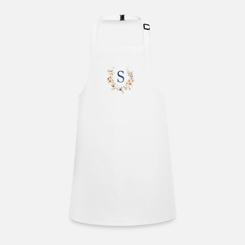S Monogram, Floral, Boho Children's Apron