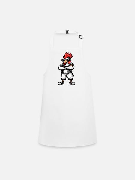 Rooster Comic Cool - Children's Apron - white - Front