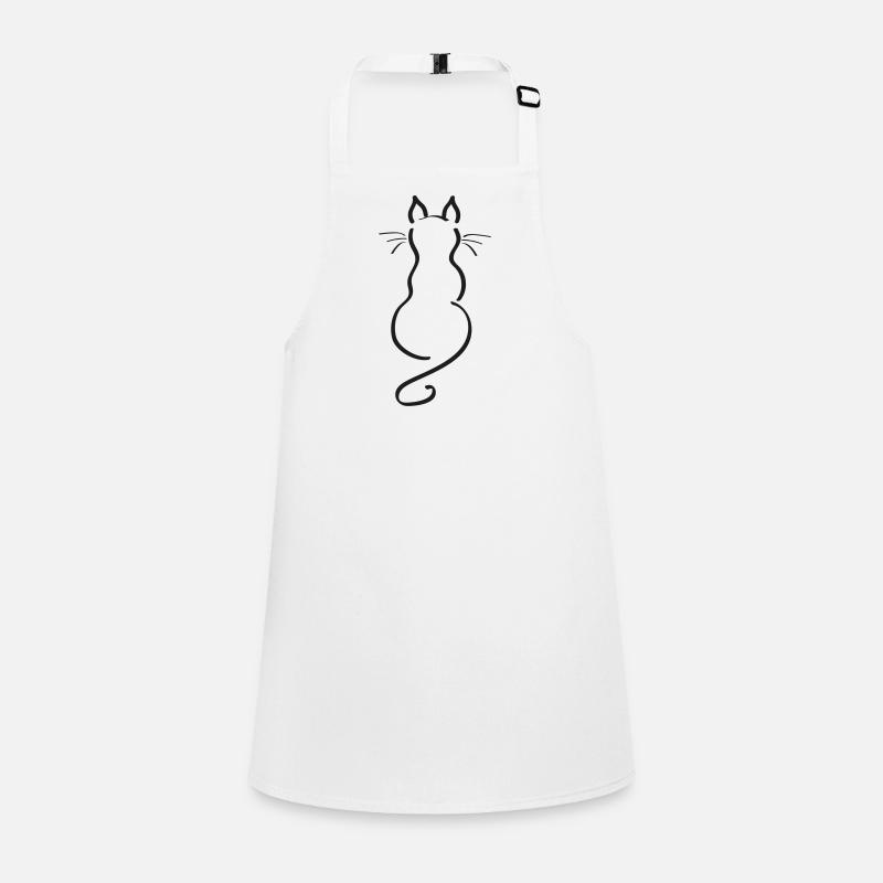 Cat Minimalist Line Back Plain Children's Apron