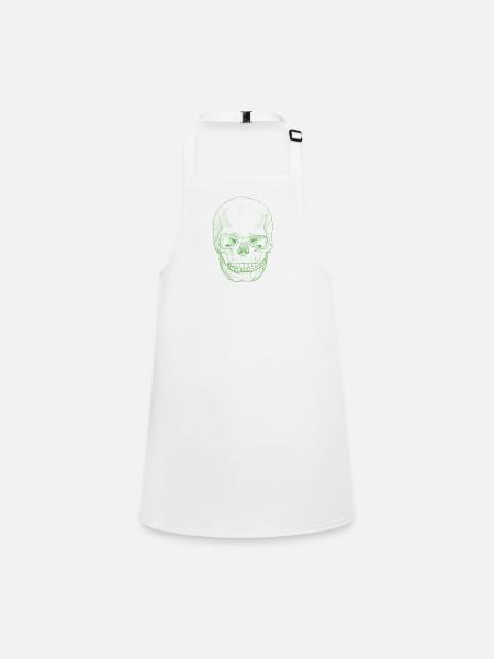 SkullSketchDarkGreen - Children's Apron - white