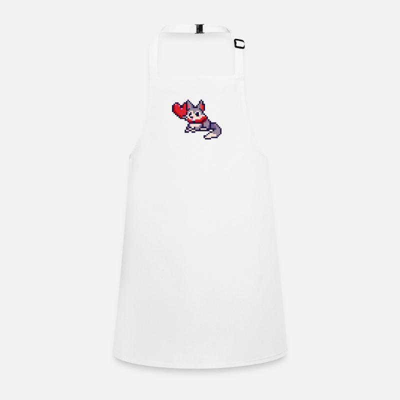 Chat Pixelart avec cœur Tablier Enfant