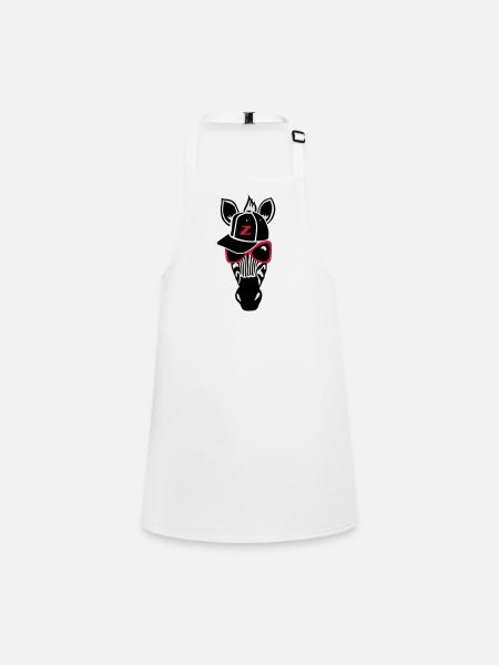 Hip Hop Zebra with sunglasses and a baseball cap - Children's Apron - white - Front