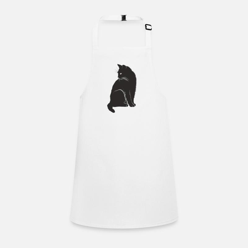 Un chat noir expressif. Idée de cadeau Tablier Enfant