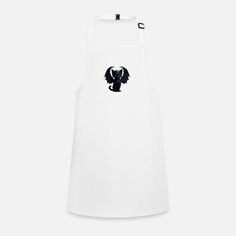 Cute black gothic cat with black wings Children's Apron