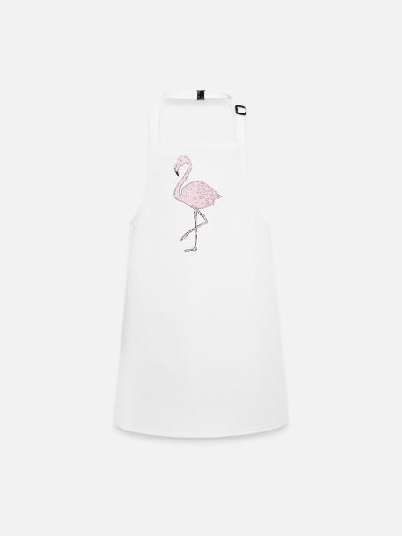 Dessin en filigrane flamant rose aux couleurs délicates - Tablier Enfant - blanc - Devant