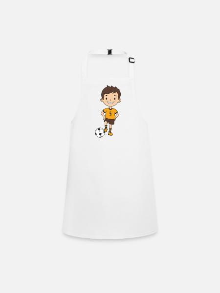 Kicker boy in orange jersey - Children's Apron - white - Front
