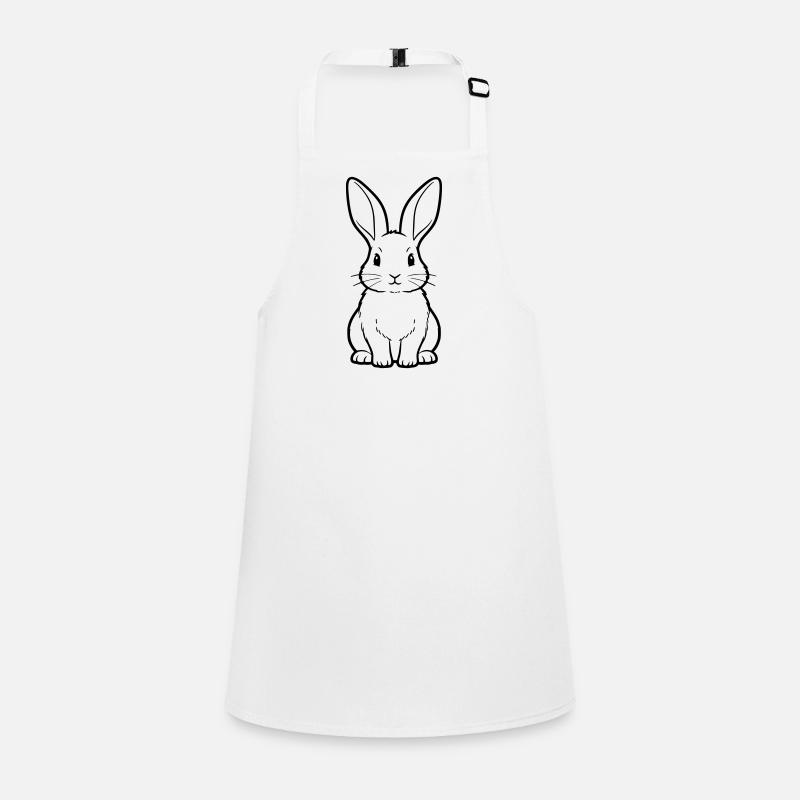 Cute Bunny Sitting Outline Coloring Page Children's Apron