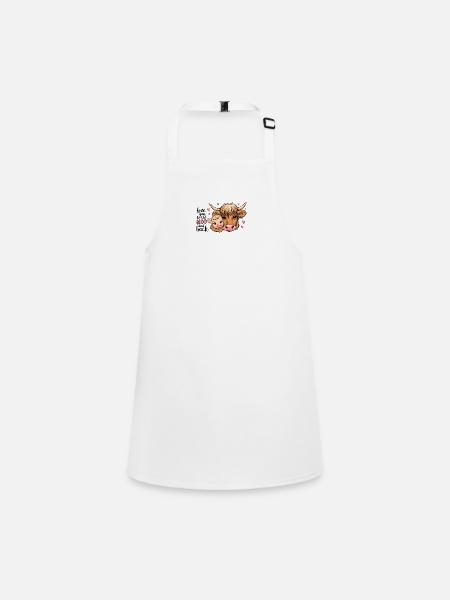 Cute Highland Cow and Calf - Children's Apron - white - Front