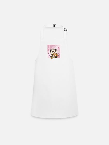 Cute Kawaii Panda Who Eats Pizza Anime Manga - Children's Apron - white - Front