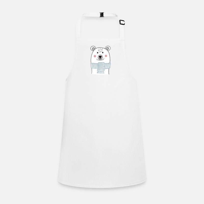 Polar bear with a light blue scarf Children's Apron