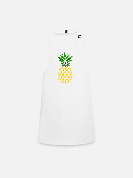 Ananas Tropenprint  - Schürze für Kinder - Weiß - Vorne