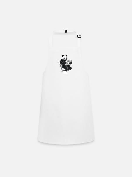 Well-read panda enjoys reading - Children's Apron - white - Front