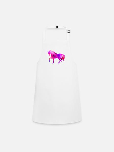 Cheval animaux drôles aquarelle bleu-rose t-shirt Kin - Tablier Enfant - blanc - Devant