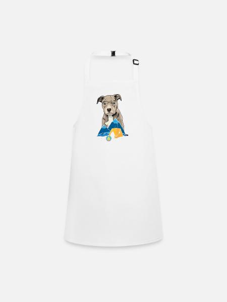 Pit Bull Terrier Pitbull Camping Zelten Geschenk - Schürze für Kinder - Weiß - Vorne