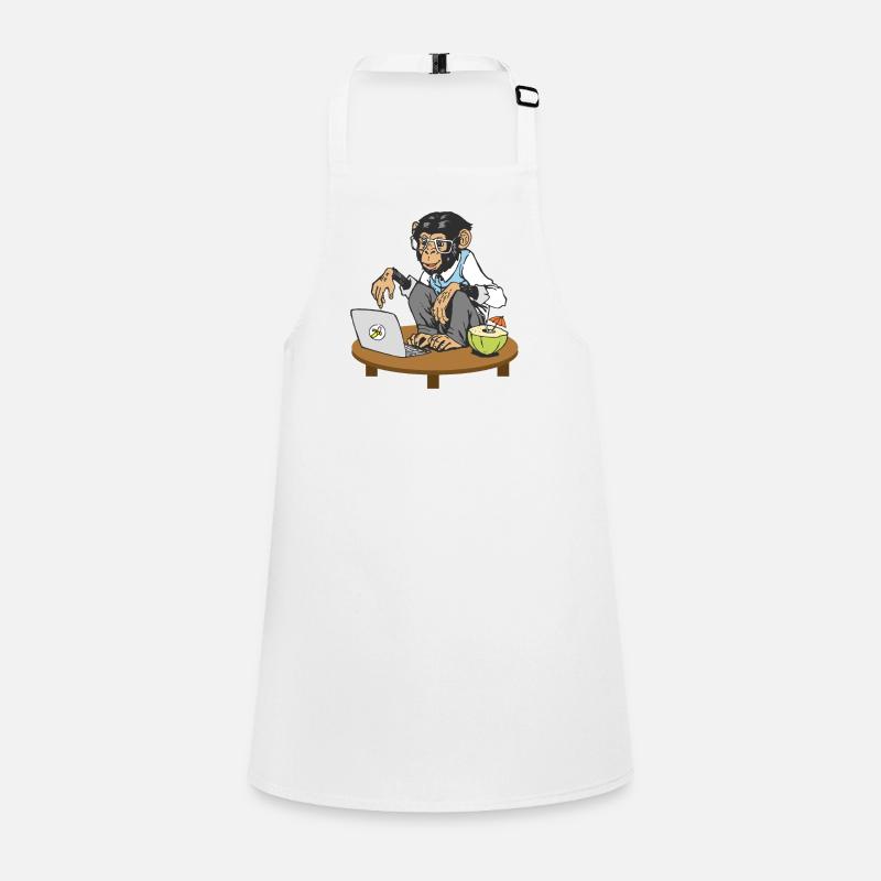 Monkey in front of laptop Children's Apron