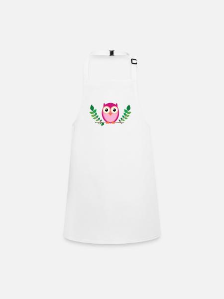 Petit hibou rose - Tablier Enfant - blanc