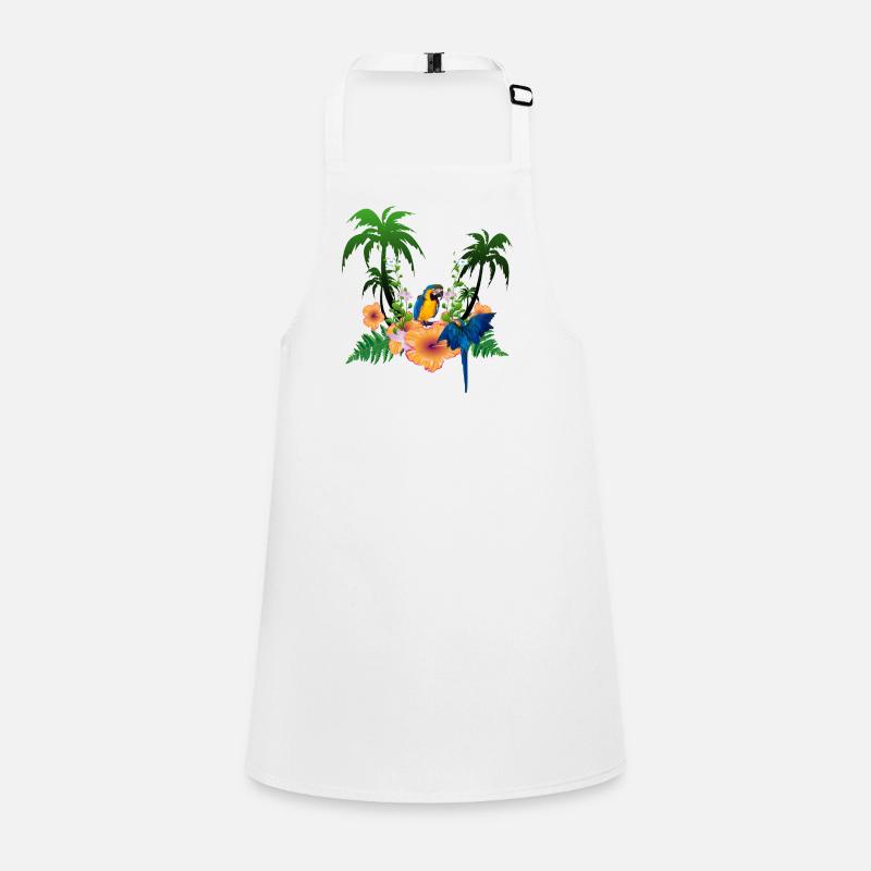 Tropical design with palm trees and parrot. Children's Apron