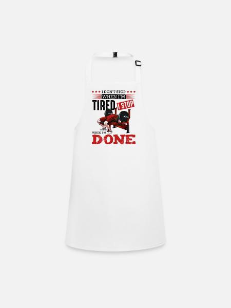 Bench Press Finish – DONE - Children's Apron - white - Front