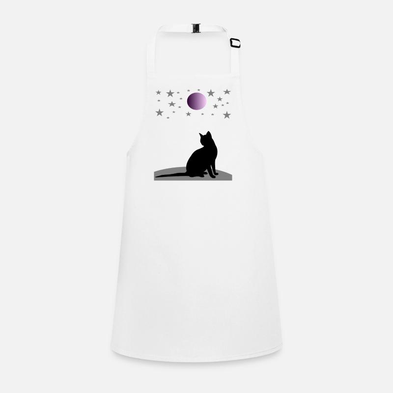 Ciel étoilé avec lune et chat Tablier Enfant