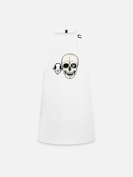 Halloween Bone Skull Cat Human Mouse - Children's Apron - white - Front