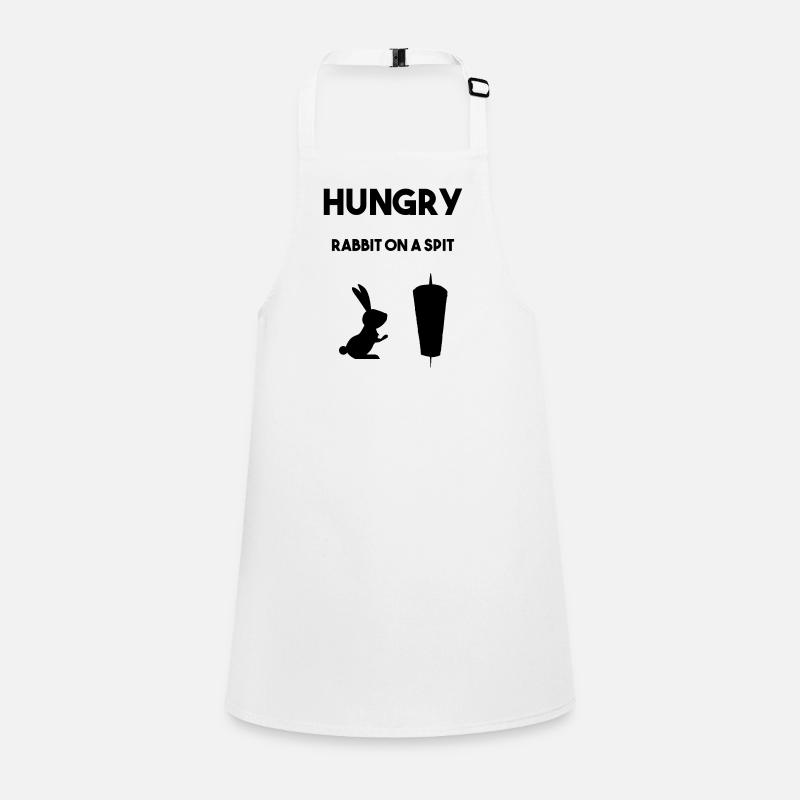 Hungriger Hasse vor Fleischspieß Schürze für Kinder