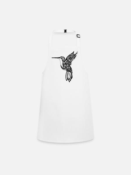 Schwarzer Kolibri-Vogel - Schürze für Kinder - Weiß - Vorne