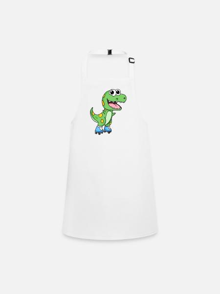 Inline Skating Roller Skates Dinosaur - Children's Apron - white - Front