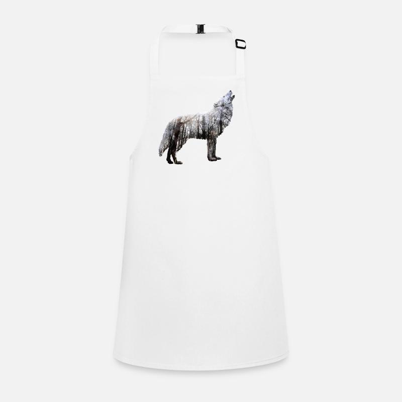 Wolf Forest Double Exposure Nature Children's Apron