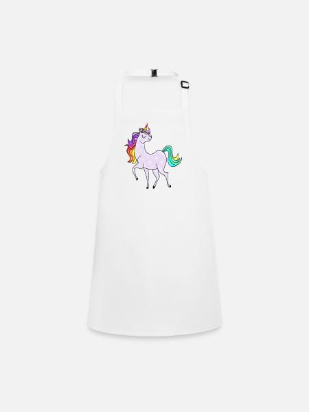 Licorne avec des astérisques et des couleurs arc-en-ciel - Tablier Enfant - blanc - Devant