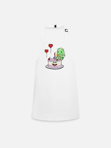 Dragon Birthday Birthday Cake Sweets - Children's Apron - white - Front