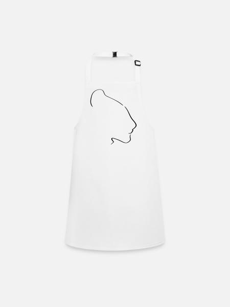 Lioness Line Art - Minimalist - Children's Apron - white - Front
