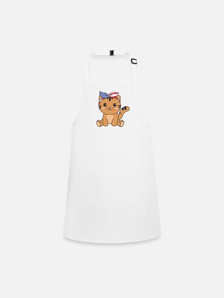 4 juillet chat américain pour enfants mignon chat américain - Tablier Enfant - blanc - Devant