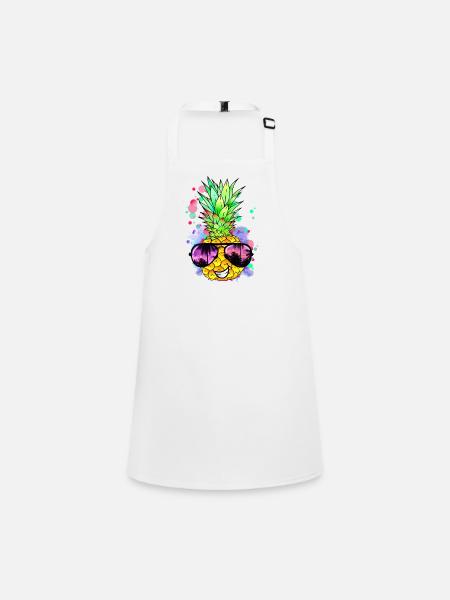 Ananas avec des lunettes de soleil fraîches - Tablier Enfant - blanc - Devant