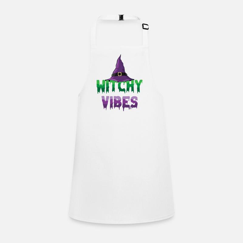 Witchy Vibes Wizard Witch Hat Halloween Costume - Children's Apron - white