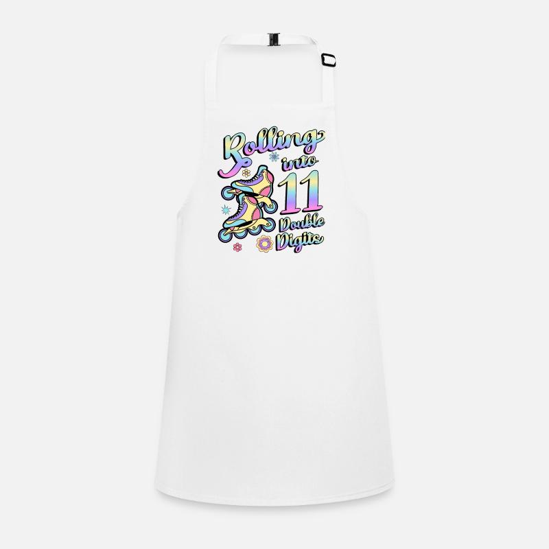Rolling Into 11 Double Digits Floral Skaters 11. Schürze für Kinder