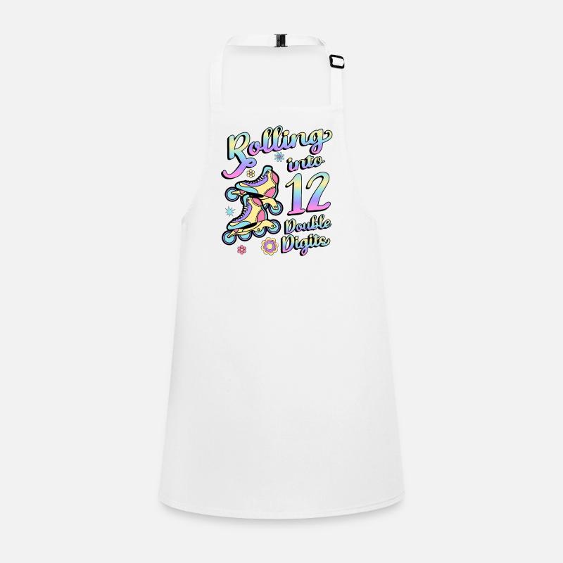 Rolling Into 12 Double Digits Floral Skaters 12. Schürze für Kinder