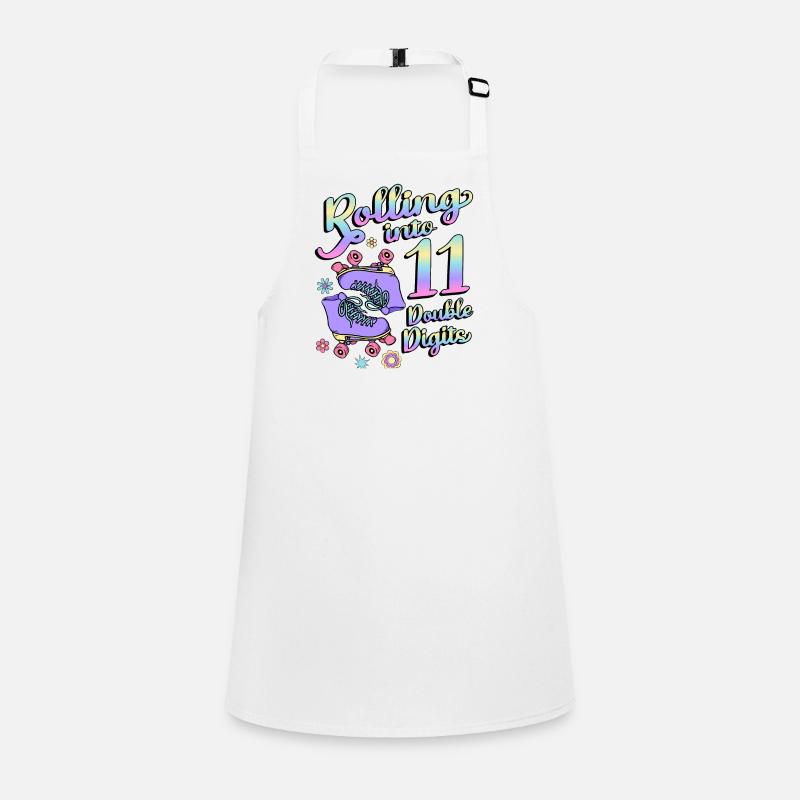 Rolling Into 11 Double Digits Floral Skaters 11. Schürze für Kinder