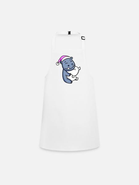 Hippopotame avec oreiller et bonnet de couchage - Tablier Enfant - blanc - Devant