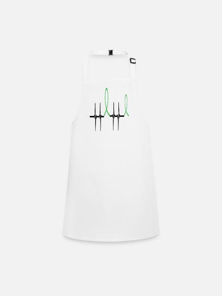 Mentla Health Awareness Heartbeat Green Ribbon - Children's Apron - white - Front