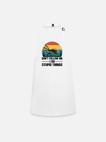 Diving Retro Diving Device Marine World Divers Diving - Children's Apron - white - Front