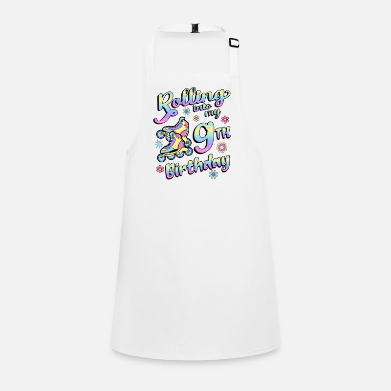 Rolling Into My 9th Birthday Roller Skater Inline Children's Apron