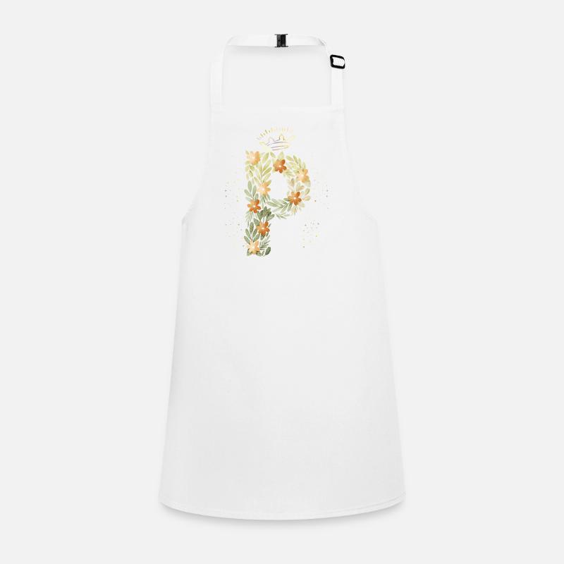 Monogram letter P with crown, floral ornament Children's Apron