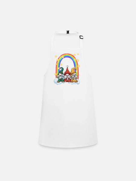 three gnomes at the Rainbow Gate - Children's Apron - white - Front