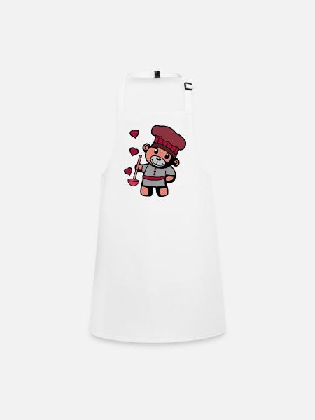 Chef amateur Art culinaire Teddy Bear Cook Soup Louche - Tablier Enfant - blanc - Devant