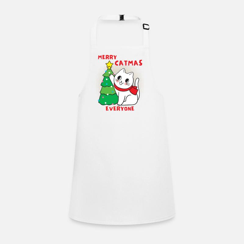 Cat with Christmas tree, funny saying, Pun Children's Apron